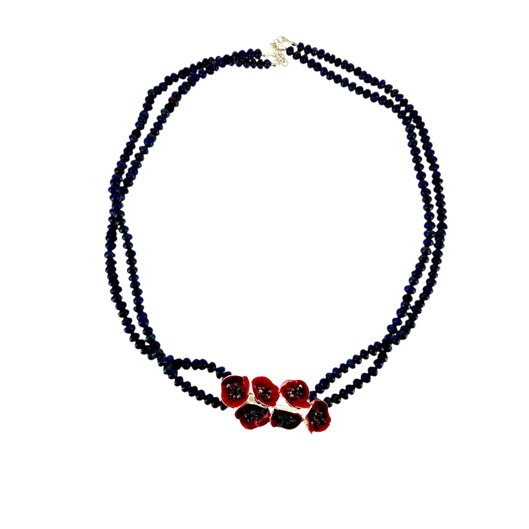 Gelincik Demeti Siyah İnci Kolye