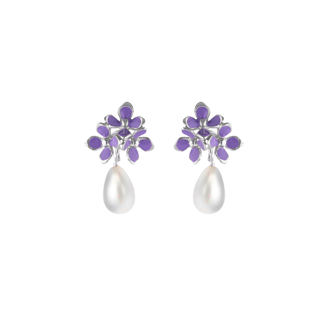 İncili Mor Leylak Küpe