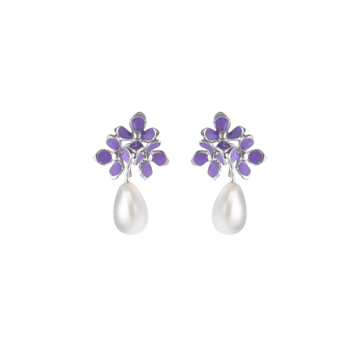 İncili Mor Leylak Küpe