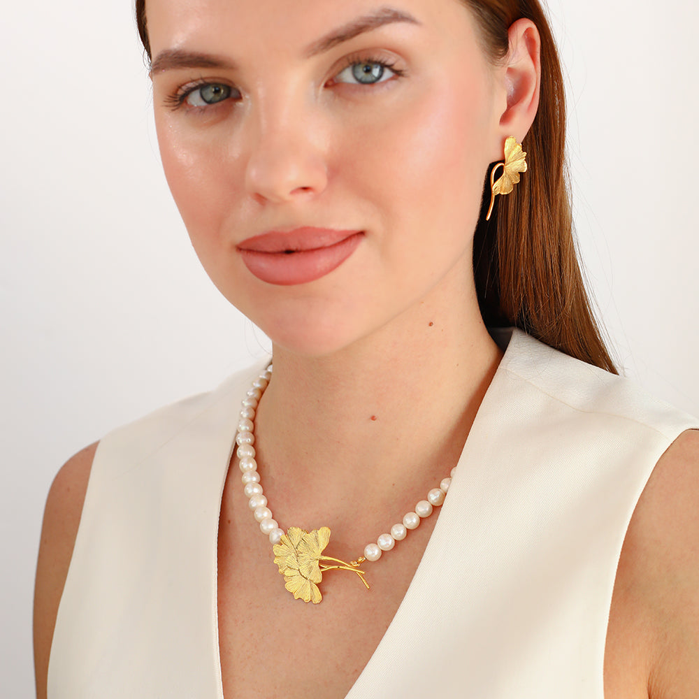 Ginkgo Dalları İnci Kolye