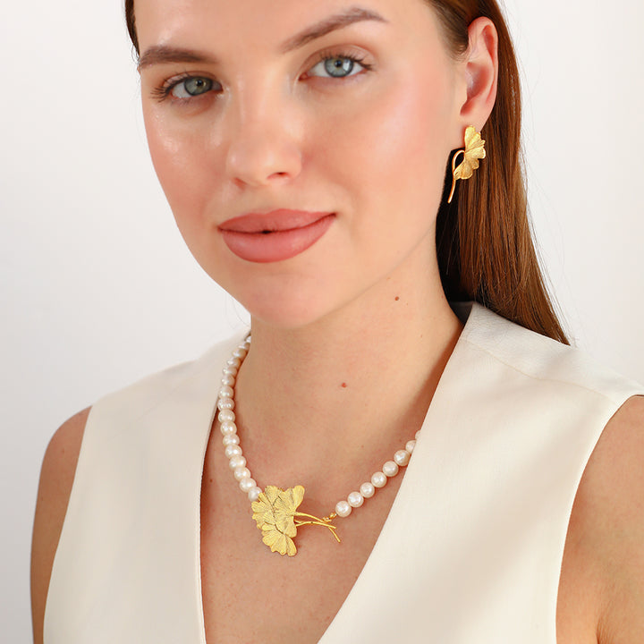 Ginkgo Dalları İnci Kolye