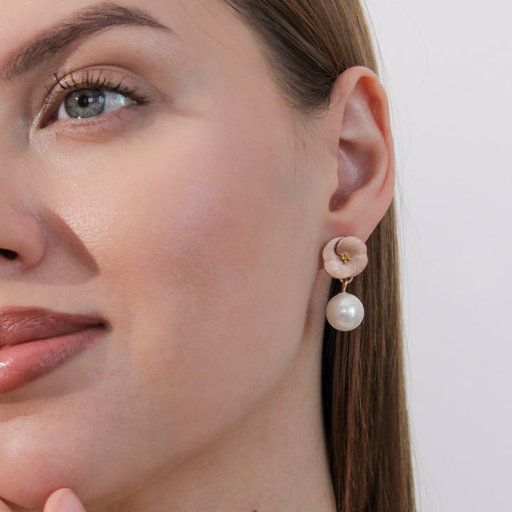 İncili Dikenler Tacı Çiçeği Küpe