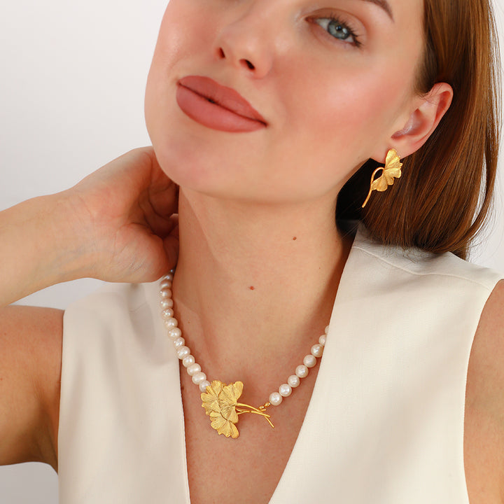 Ginkgo Dalları İnci Kolye