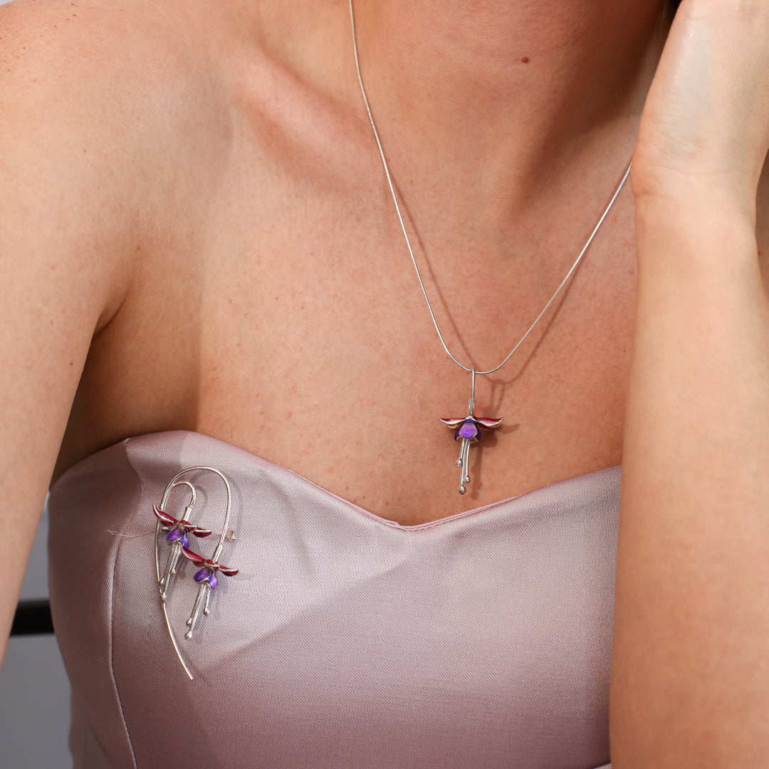 İki Dal Fuşya Broş