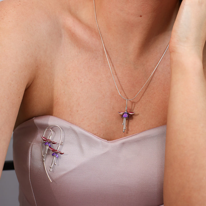 İki Dal Fuşya Broş