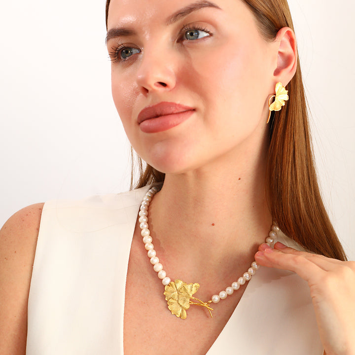 Ginkgo Dalları İnci Kolye