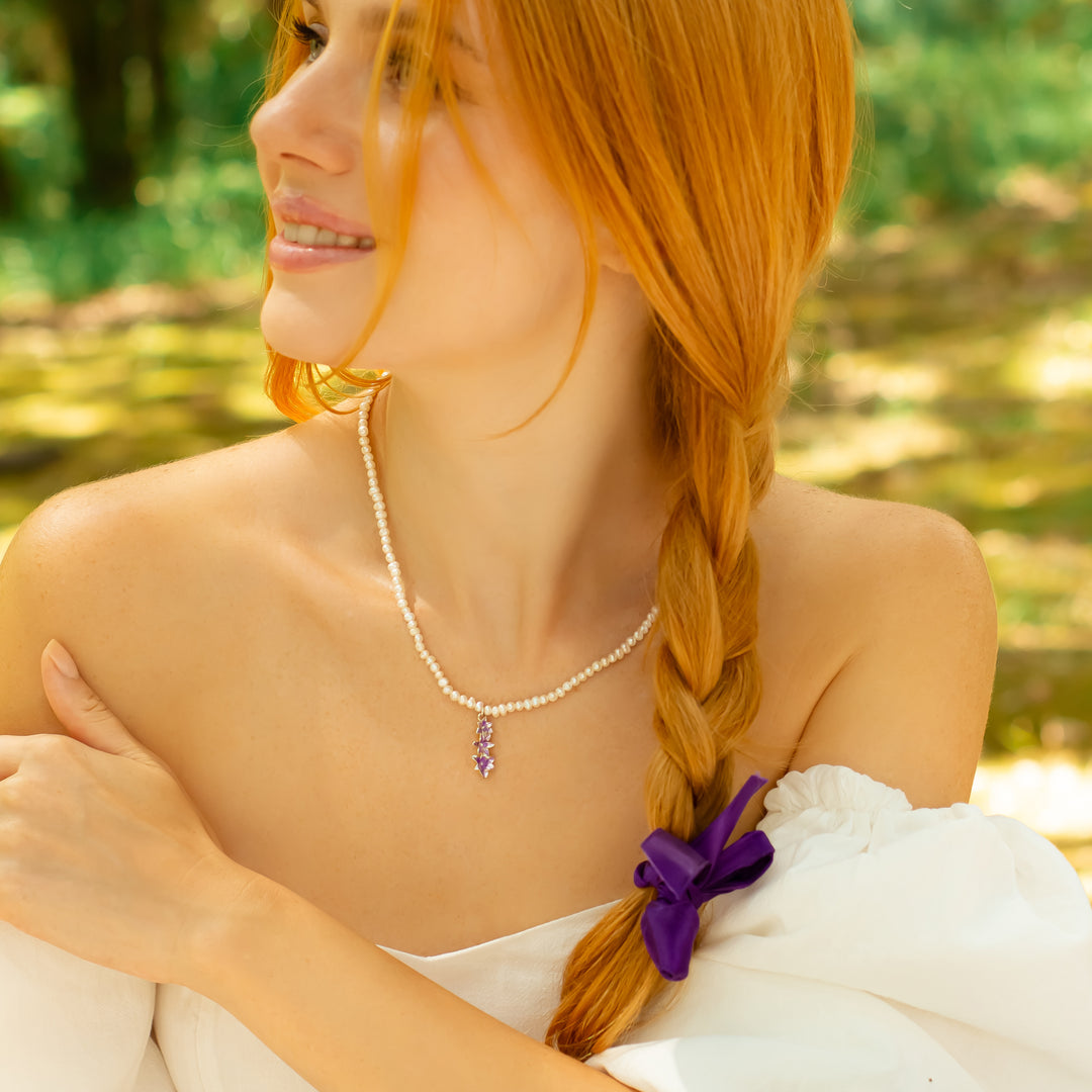 SÜMBÜL ÇİÇEKLİ İNCİ KOLYE