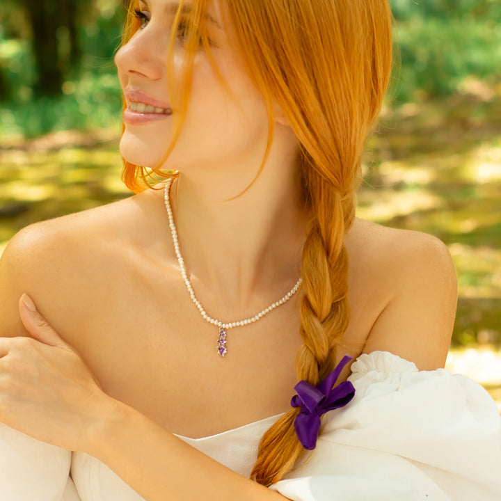 SÜMBÜL ÇİÇEKLİ İNCİ KOLYE