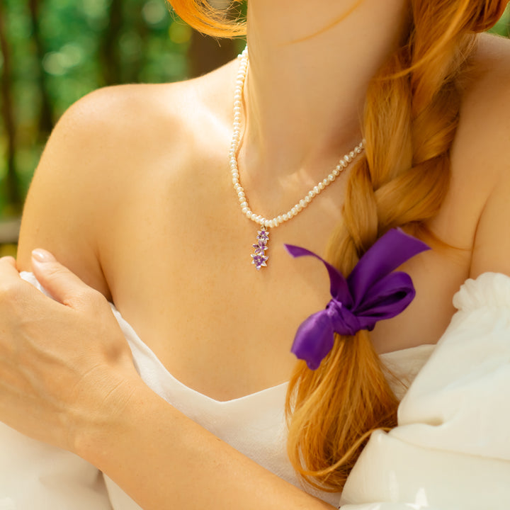 SÜMBÜL ÇİÇEKLİ İNCİ KOLYE