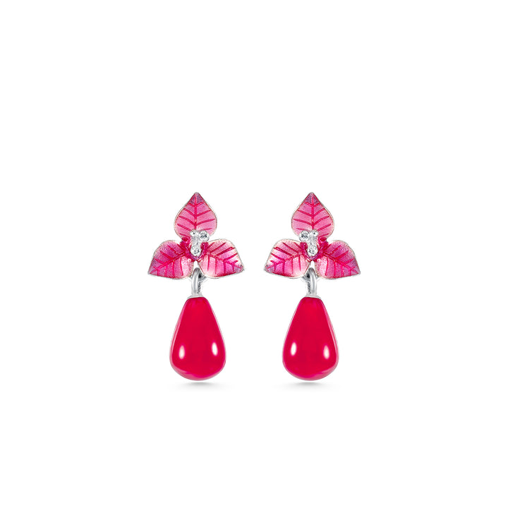 Pembe Ceyt Taşlı Begonvil Küpe