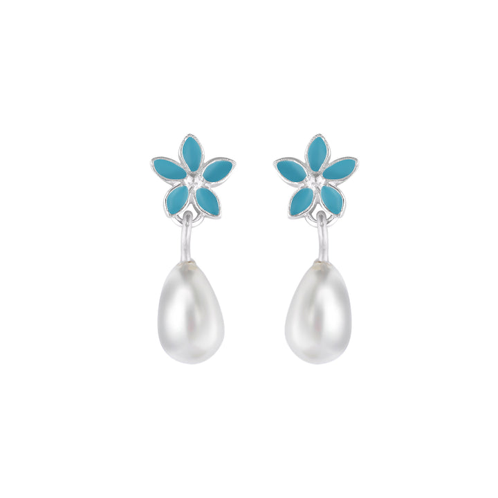 İncili Unutma Beni Çiçeği Küpe