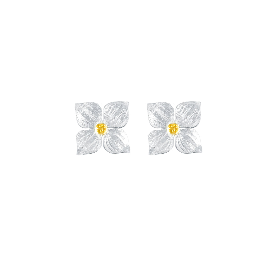 beyaz ortanca çiçeği küpe